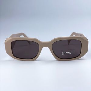 Prada PR17WS VYJ6X1 Powder Beige Brown Rectangle Unisex Sunglasses